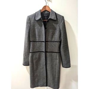 Hilton Hollis Gray Metallic Satin Trim Coat Jacket